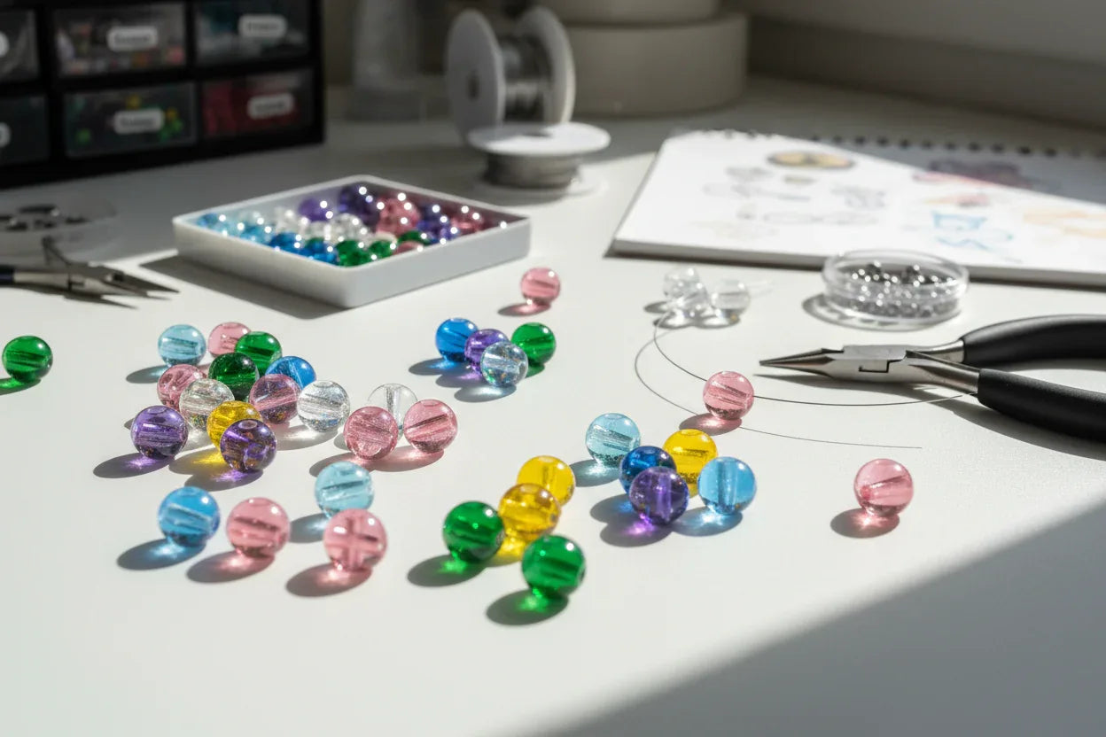 Runda Glaspärlor 8mm - Hilmas Pyssel