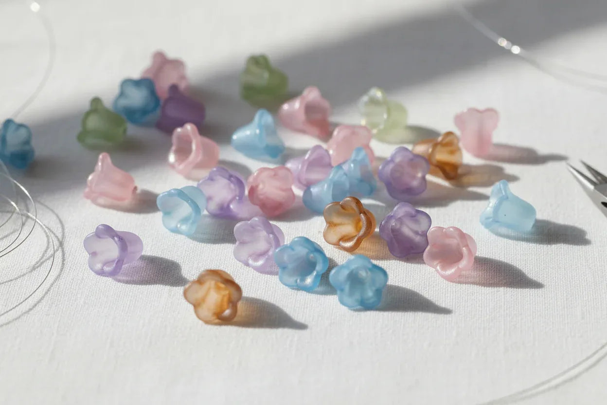 Tjeckiska Glaspärlor Flower Cup Beads - Hilmas Pyssel