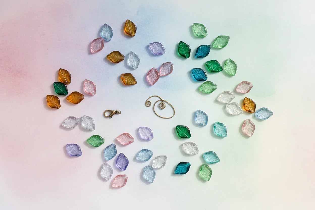 Tjeckiska Glaspärlor Löv - Hilmas Pyssel