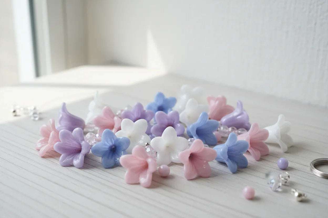 Tjeckiska Glaspärlor Lily Flower Bead - Hilmas Pyssel