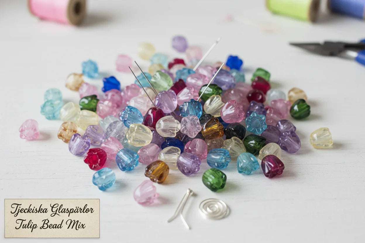 Tjeckiska Glaspärlor Tulip Bead - Hilmas Pyssel