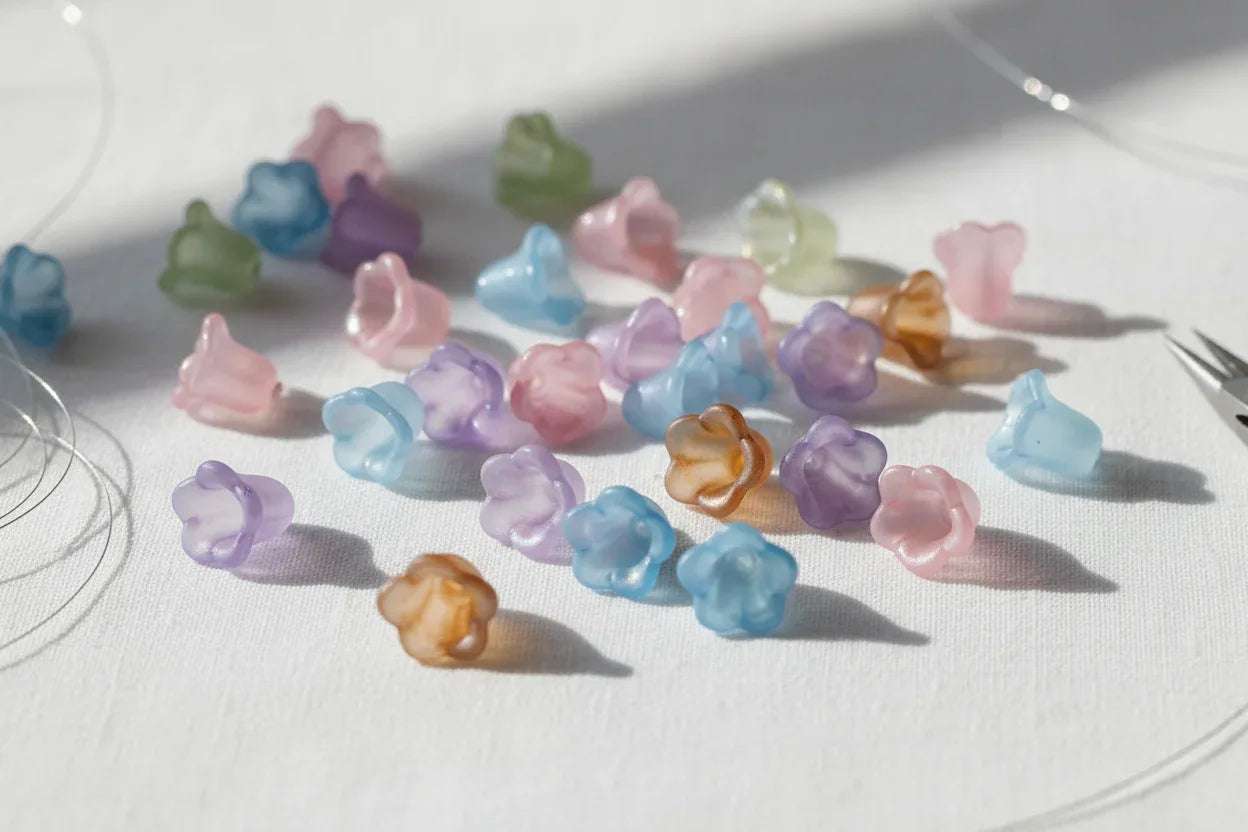 Tjeckiska Glaspärlor Flower Cup Beads - Hilmas Pyssel