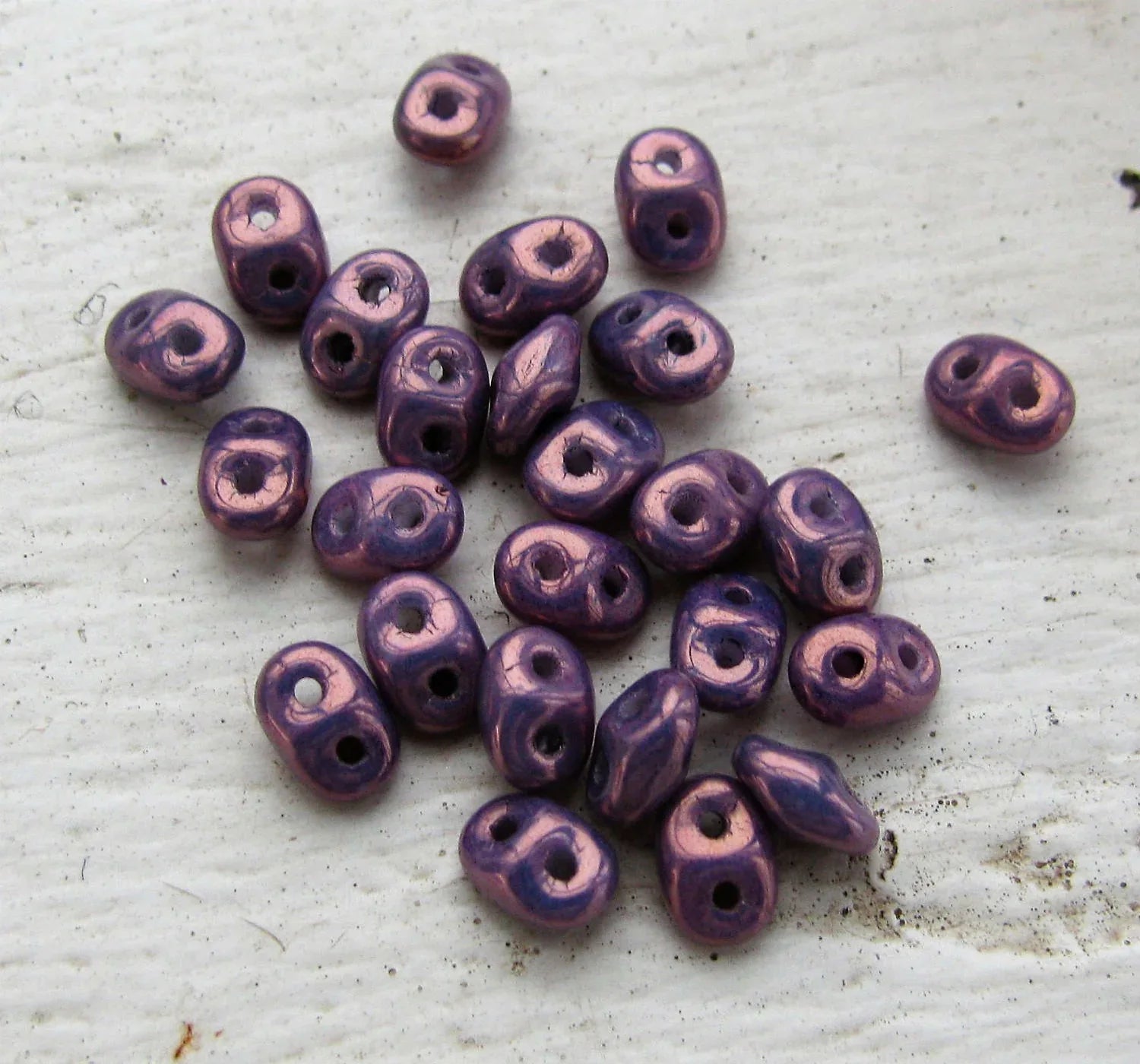 SuperDuo - Opaque Mix Amethyst / Gold Ceranic Look, 10 gram Matubo