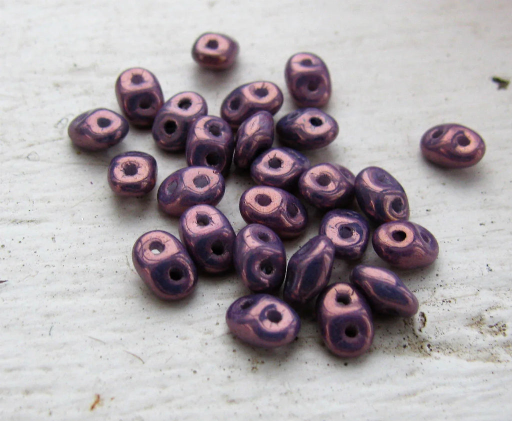 SuperDuo - Opaque Mix Amethyst / Gold Ceranic Look, 10 gram Matubo