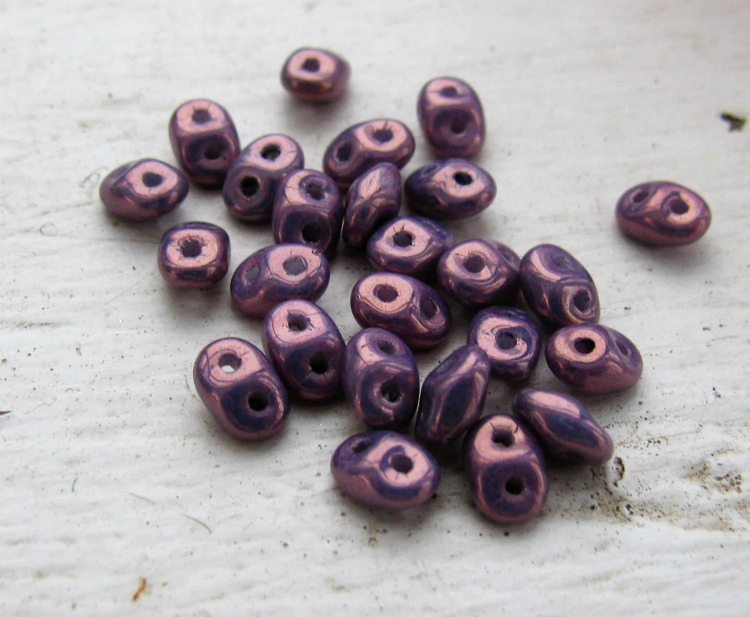 SuperDuo - Opaque Mix Amethyst / Gold Ceranic Look, 10 gram Matubo