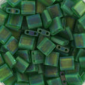 Miyuki Tila - Matt Transparent Green AB 5mm, 5 gram Miyuki