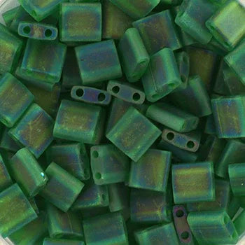 Miyuki Tila - Matt Transparent Green AB 5mm, 5 gram Miyuki