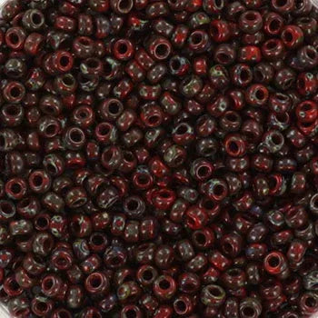 Miyuki Seed Beads - Picasso Opaque Red Garnet 11/0, 10 Gram Miyuki