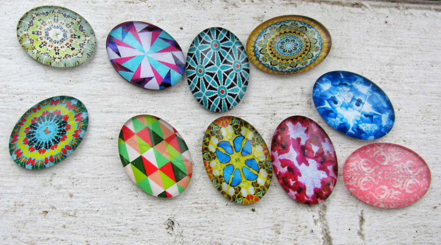 Bildcabochon Glas - Oval Mix 25x18mm 10-pack Hilmas Pyssel