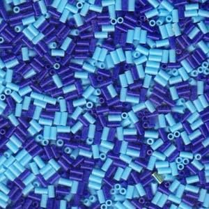 Miyuki Bugle Beads - Mix Blue Tones 3 mm, 10 gram Miyuki