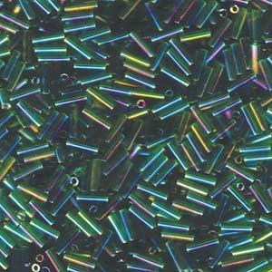 Miyuki Bugle Beads - Transparent Green AB 6 mm Miyuki