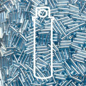 Miyuki Bugle Beads - Silverlined Light Blue 6 mm, 17 gram Miyuki
