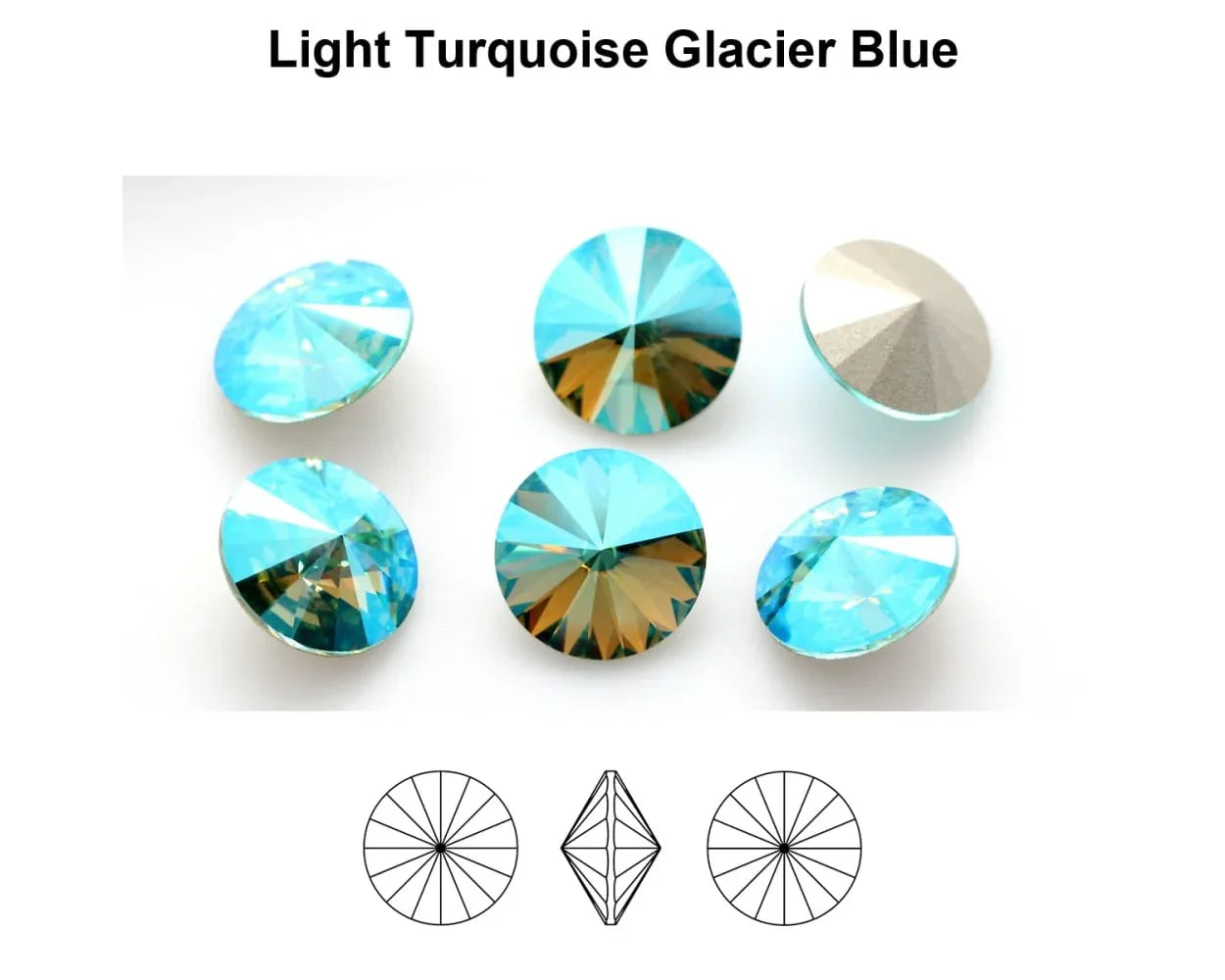 Primero Crystals 1122 Rivoli - Light Turquoise Glacier Blue 12mm 1 styck Primero Crystals