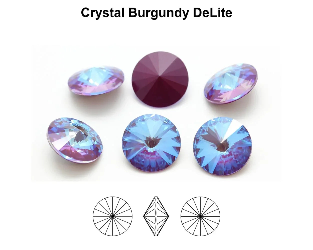 Primero Crystals 1122 Rivoli - Crystal Burgundy DeLite 12mm 1 styck Primero Crystals