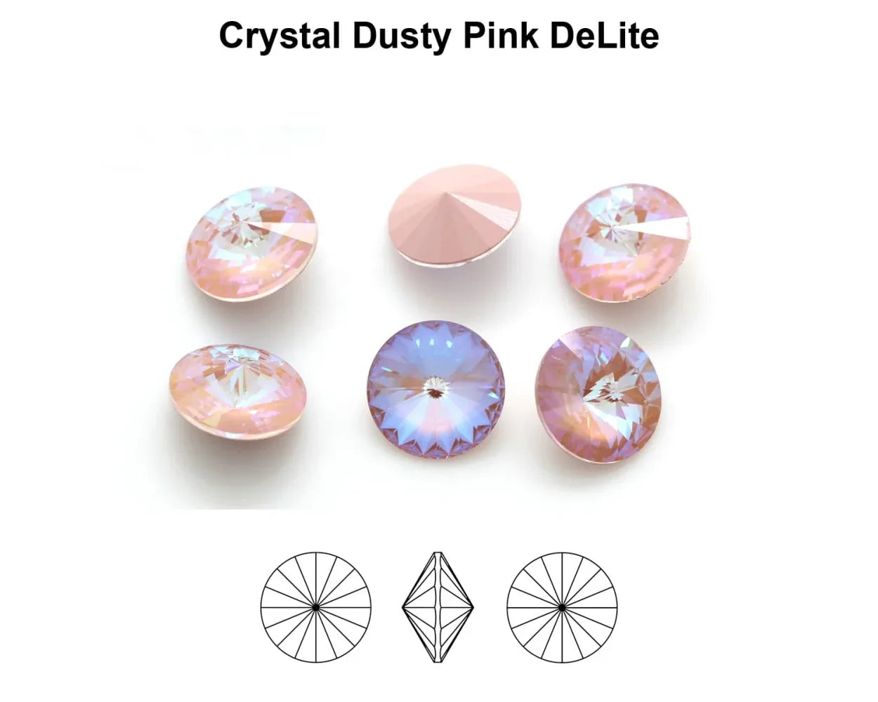 Primero Crystals 1122 Rivoli - Crystal Dusty Pink DeLite 14mm 1 styck Primero Crystals
