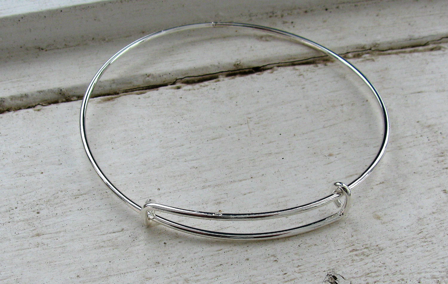 Armbandsstomme Ljust Silverfärgad - Wire med 2 öglor, 1 Styck Grekisk Metall