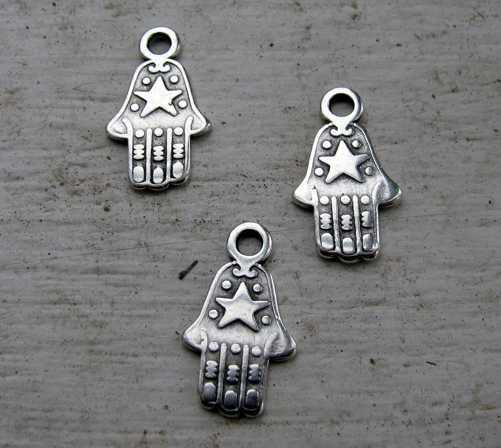 Berlock Silverfärgad - Hamsa med Stjärna 3-Pack Grekisk Metall