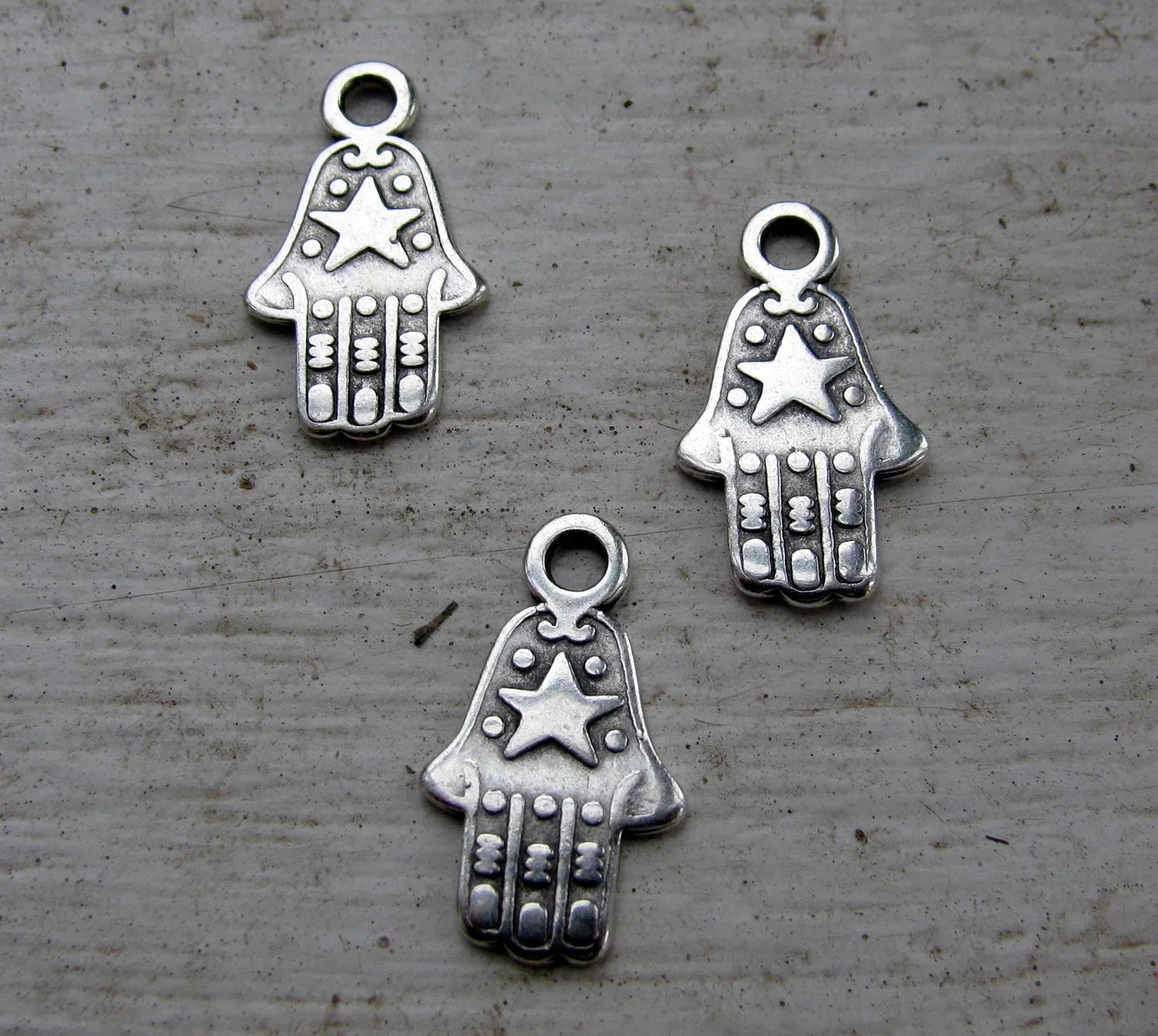 Berlock Silverfärgad - Hamsa med Stjärna 3-Pack Grekisk Metall