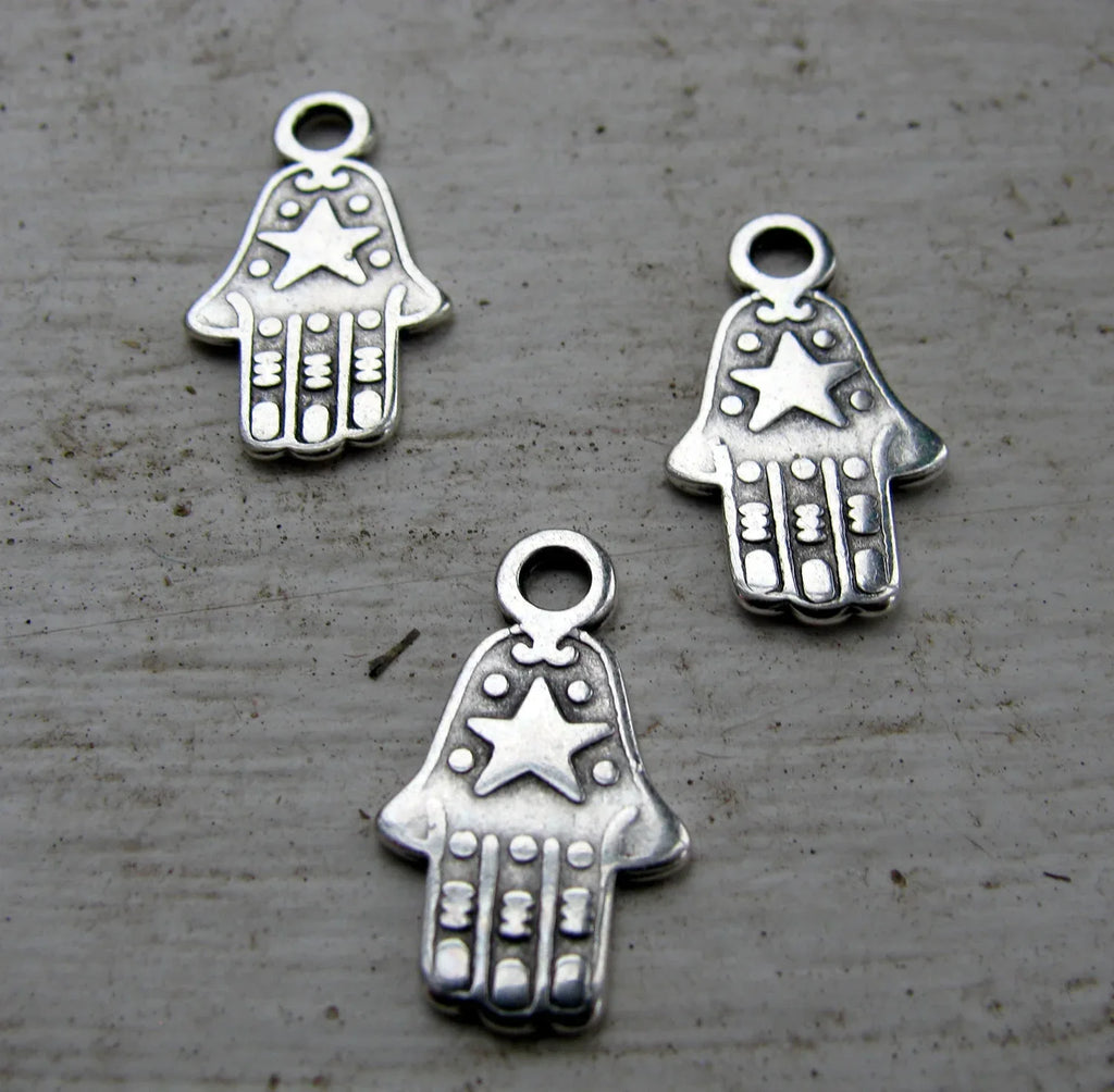 Berlock Silverfärgad - Hamsa med Stjärna 3-Pack Grekisk Metall