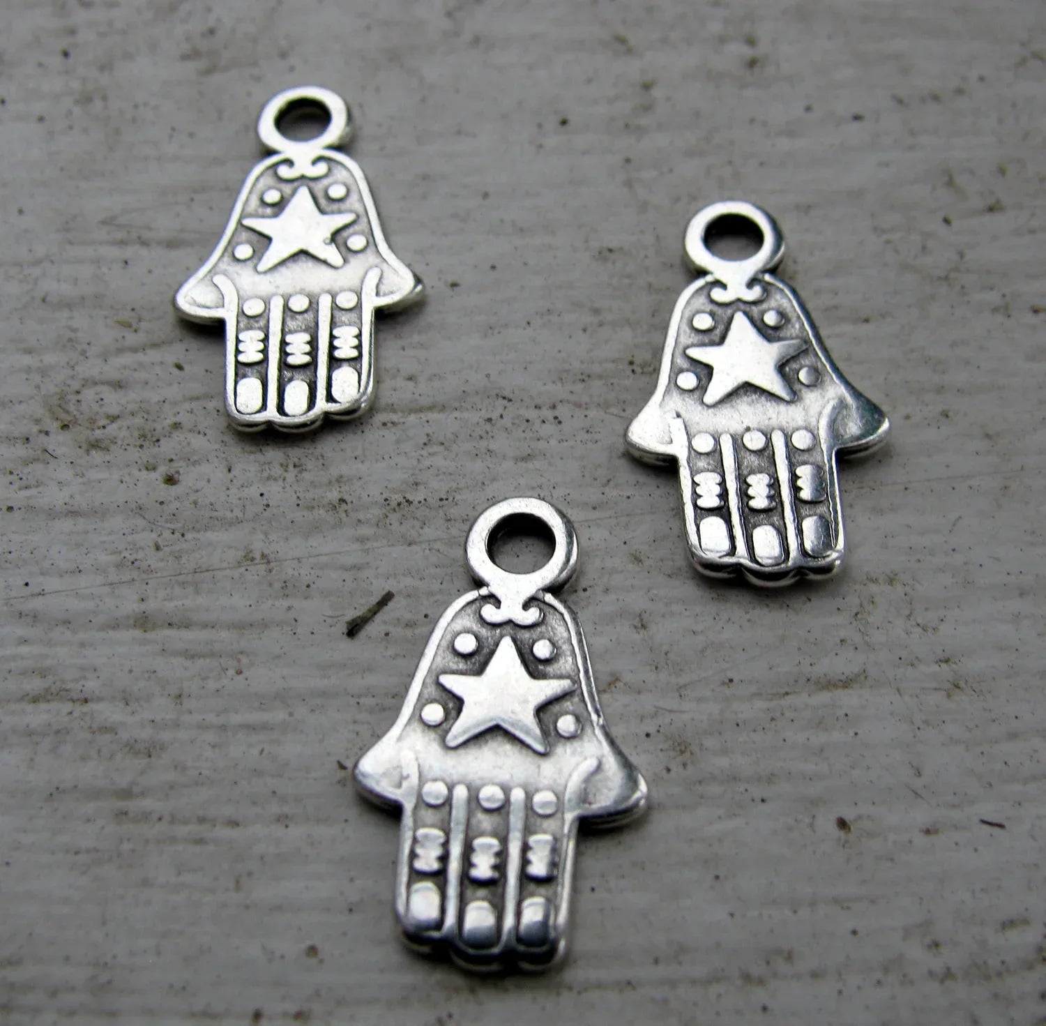 Berlock Silverfärgad - Hamsa med Stjärna 3-Pack Grekisk Metall