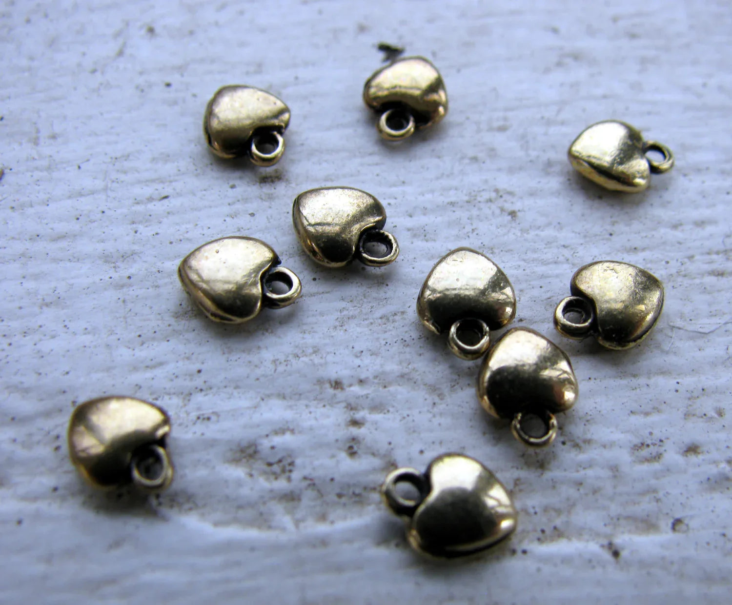 Berlock Bronsfärgad - Mini hjärta 5mm, 10-pack Grekisk Metall