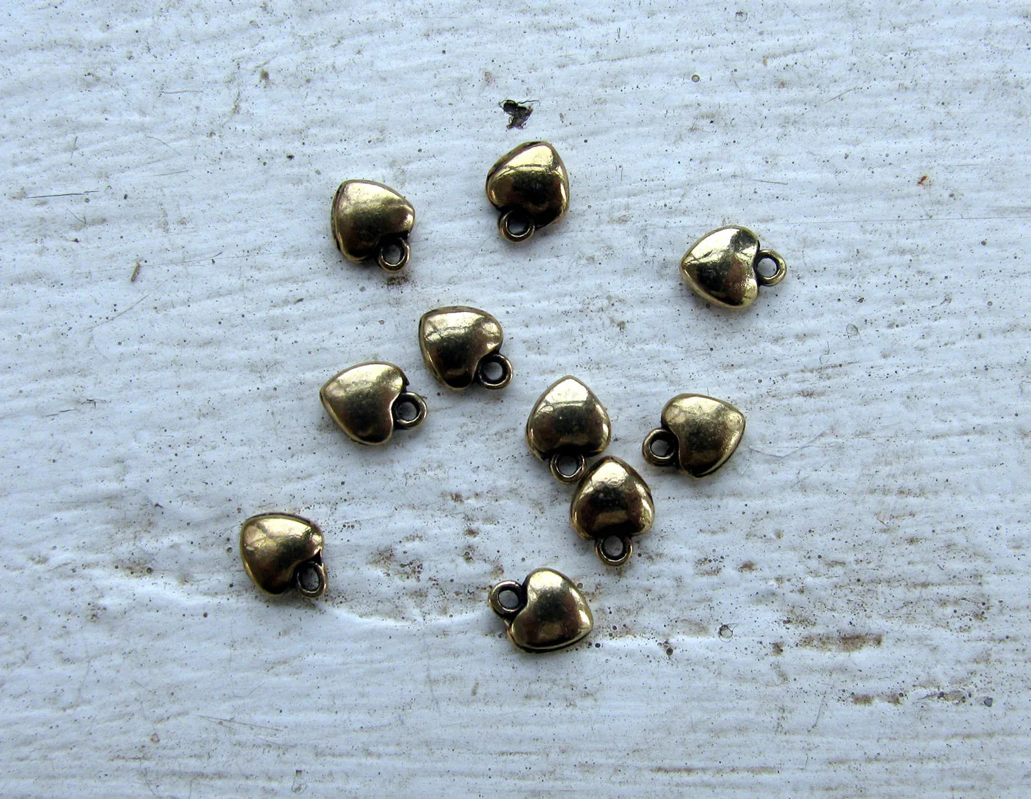 Berlock Bronsfärgad - Mini hjärta 5mm, 10-pack Grekisk Metall