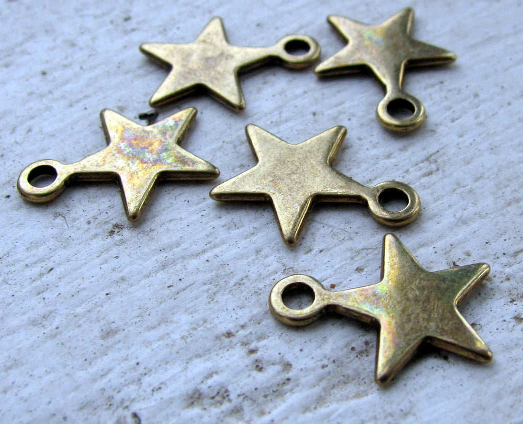 Berlock Bronsfärgad - Stjärna 12mm, 5-pack Grekisk Metall