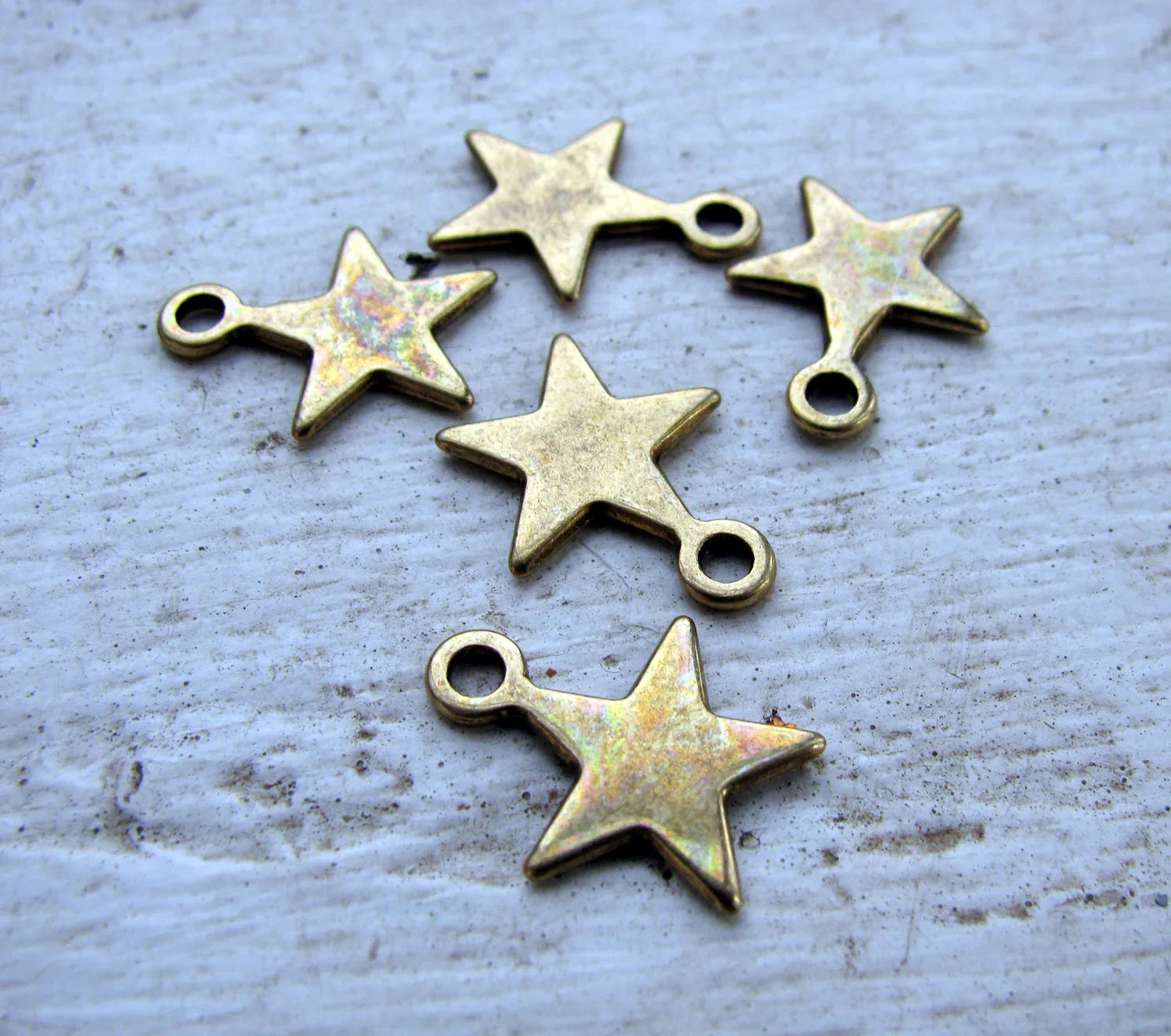 Berlock Bronsfärgad - Stjärna 12mm, 5-pack Grekisk Metall