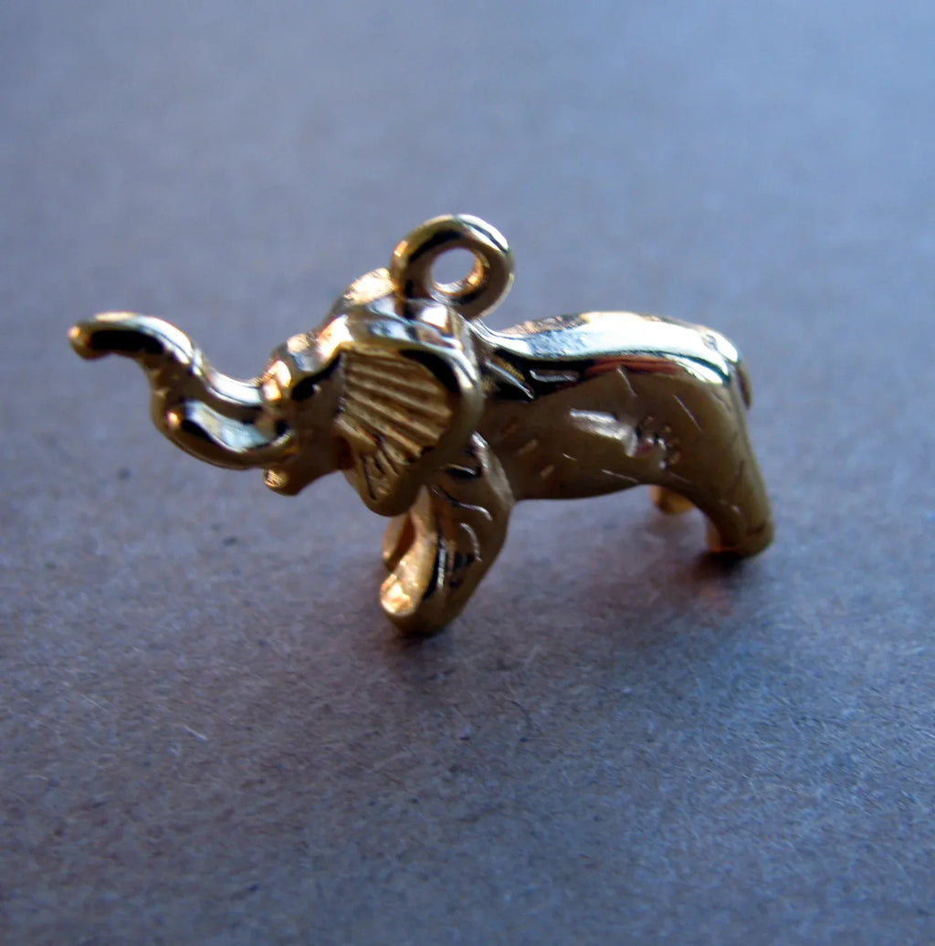 Berlock Guldfärgad - Elefant 3D 1 styck Grekisk Metall