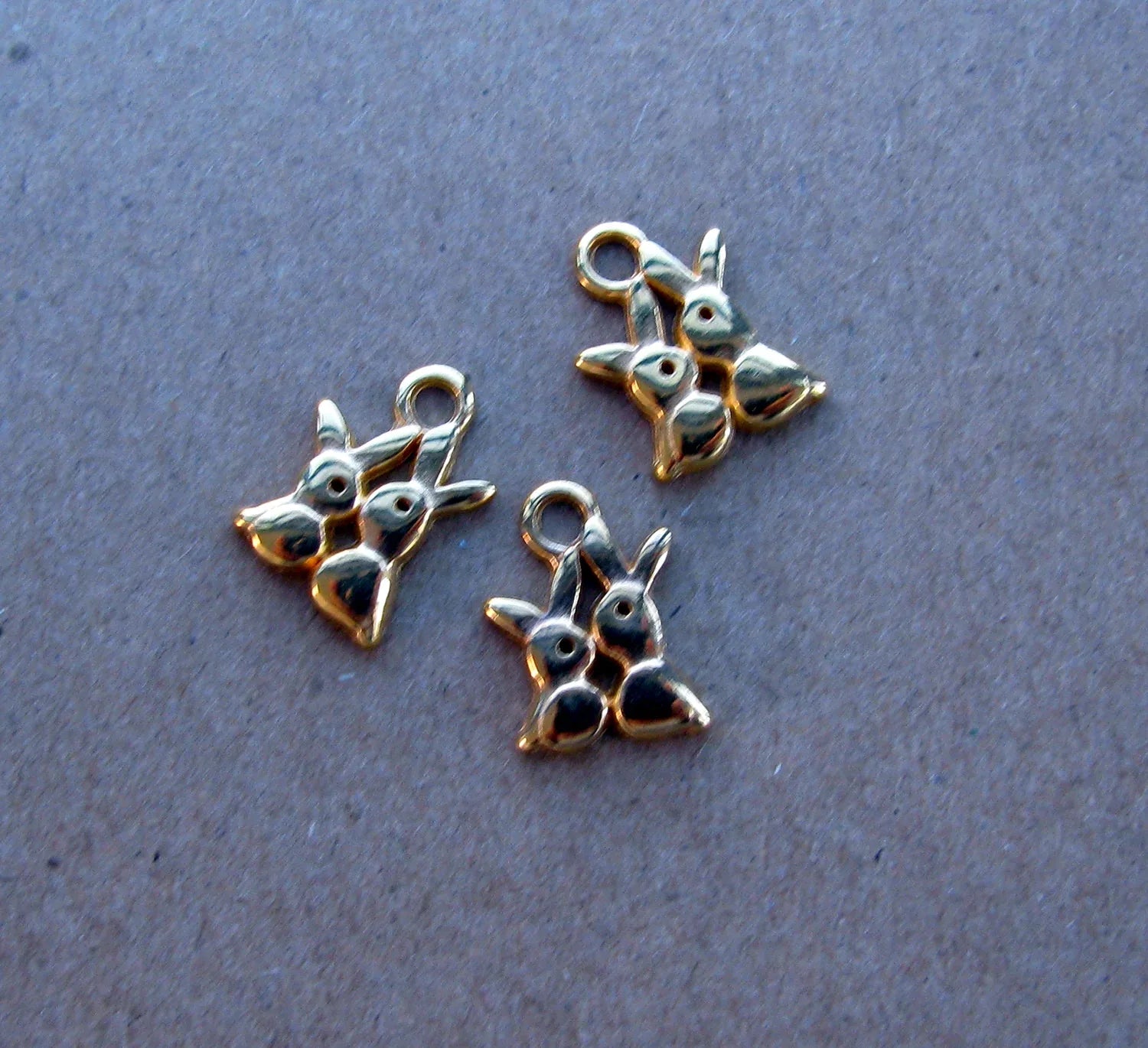 Berlock Guldfärgad - Kaniner, 3-pack Grekisk Metall