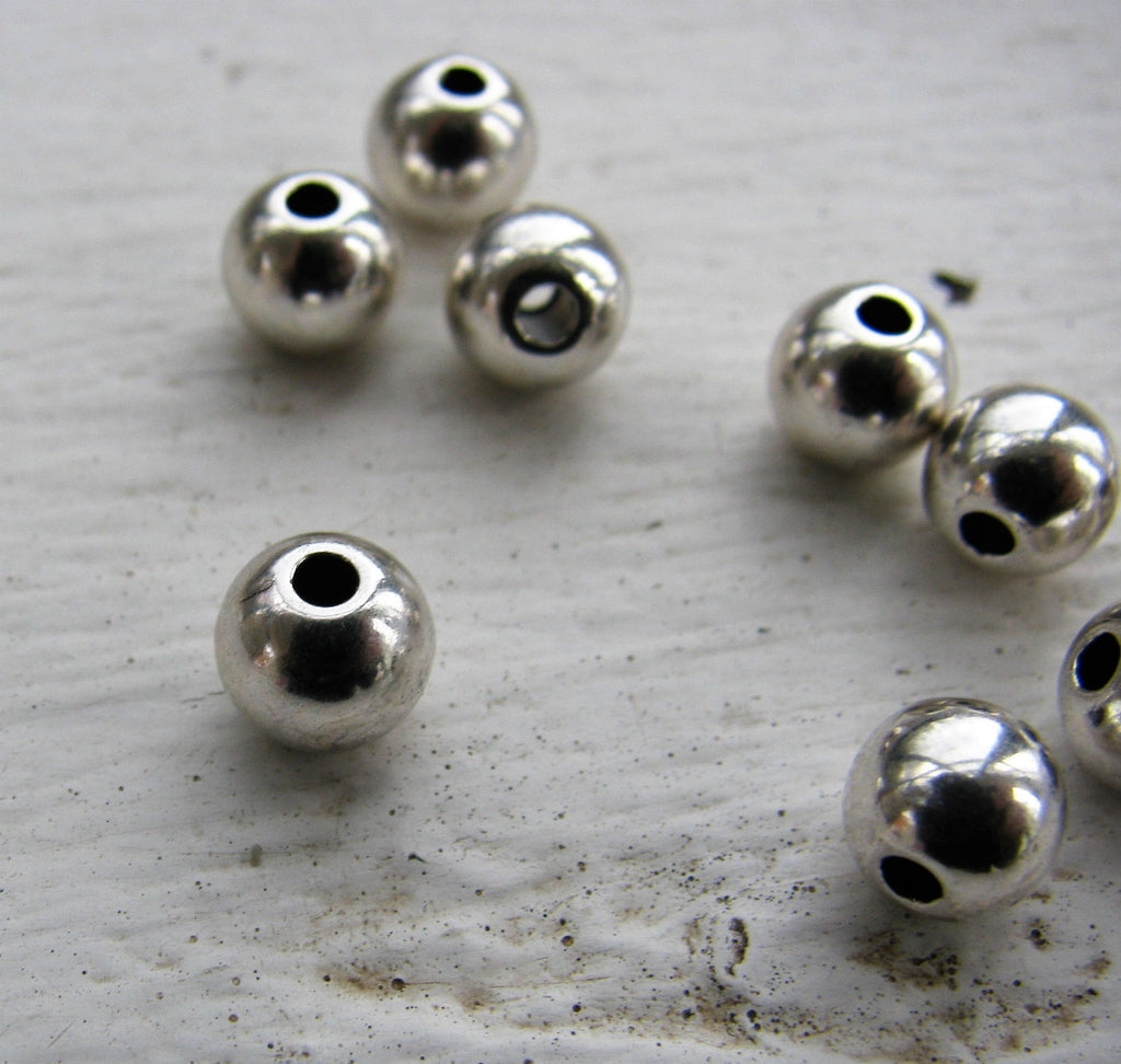 Mellandel Silverfärgad - Rund 6 mm 10-pack Grekisk Metall