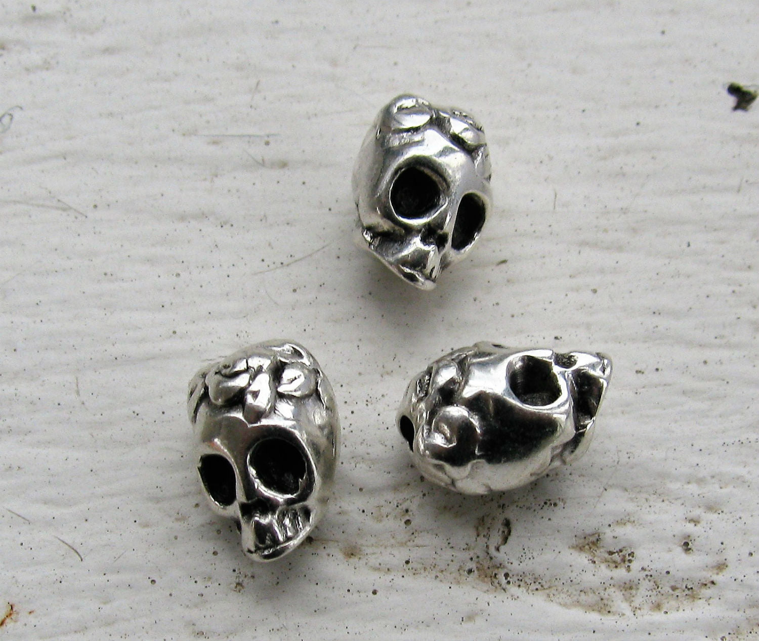 Mellandel Silverfärgad - Döskalle med Blomma, 3-pack Grekisk Metall