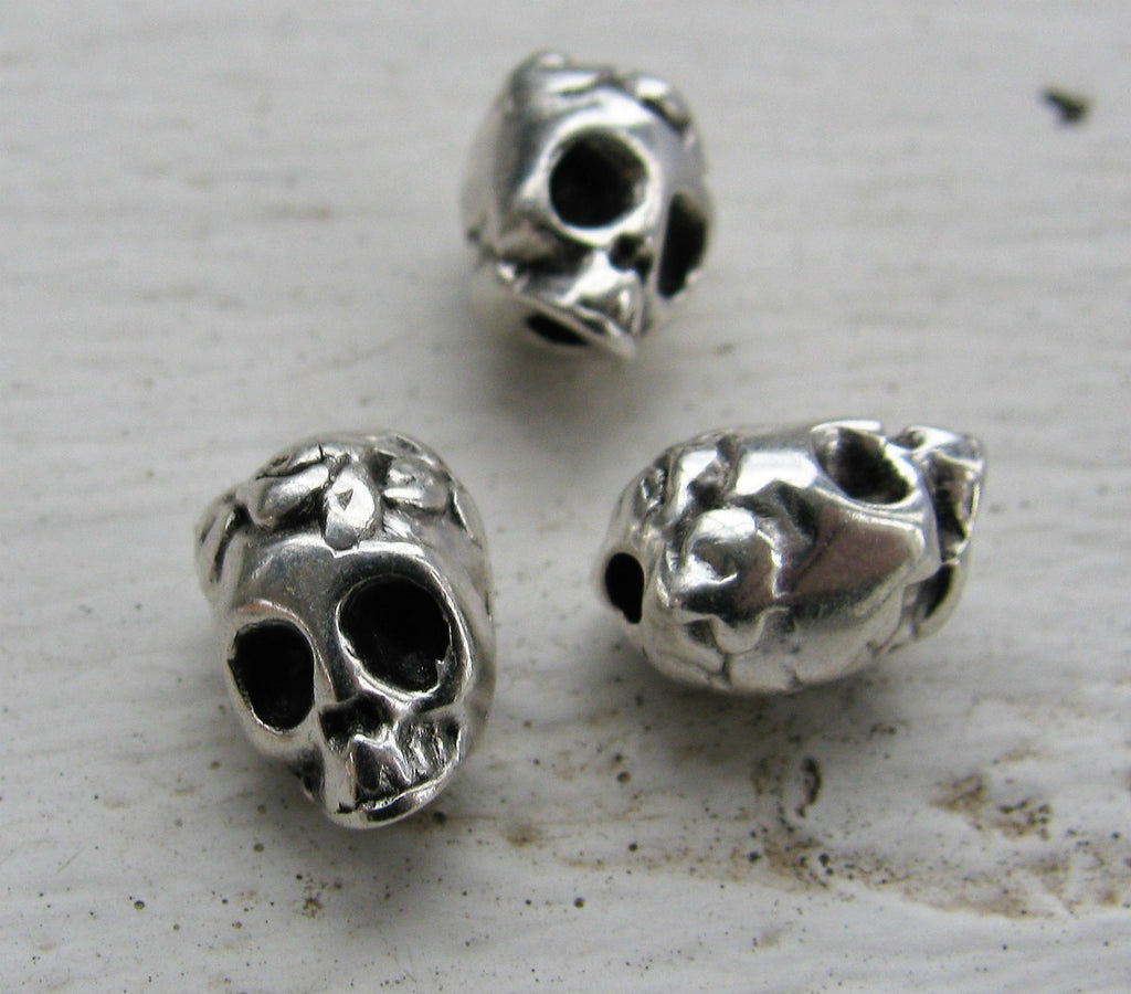 Mellandel Silverfärgad - Döskalle med Blomma, 3-pack Grekisk Metall