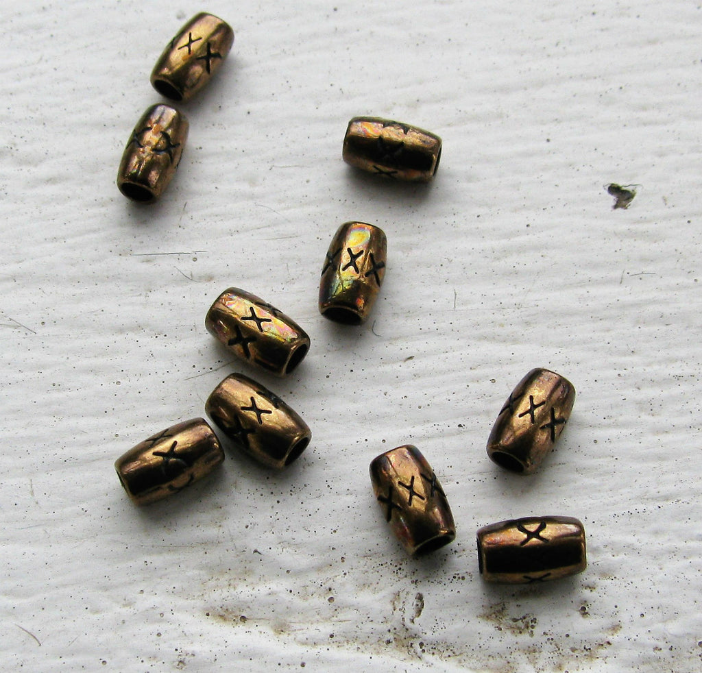 Mellandel Bronsfärgad - Tub med kryss 3,4x5,4 mm, 10-pack Grekisk Metall