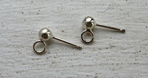 Örhänges stift 925 Silver - Med kula 4mm, 1 Par Hilmas Pyssel