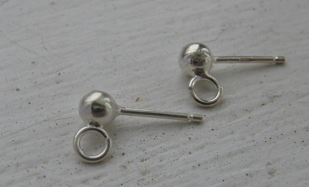 Örhänges stift 925 Silver - Med kula 4mm, 1 Par Hilmas Pyssel