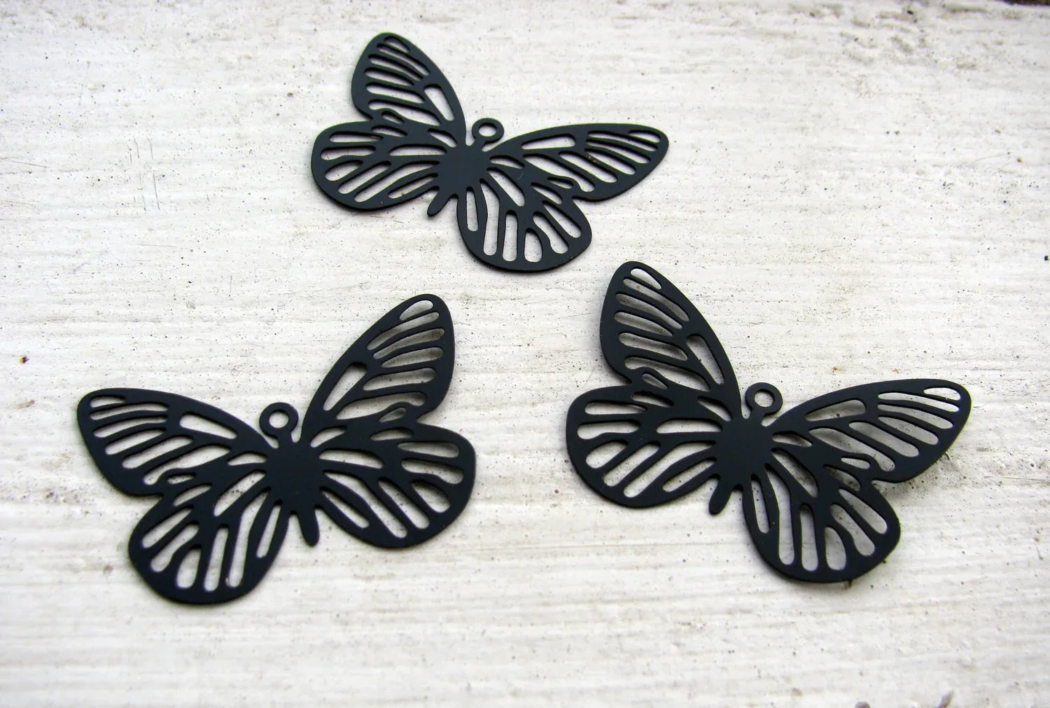 Berlock Svart - Fjäril stor, 3-pack Grekisk Metall