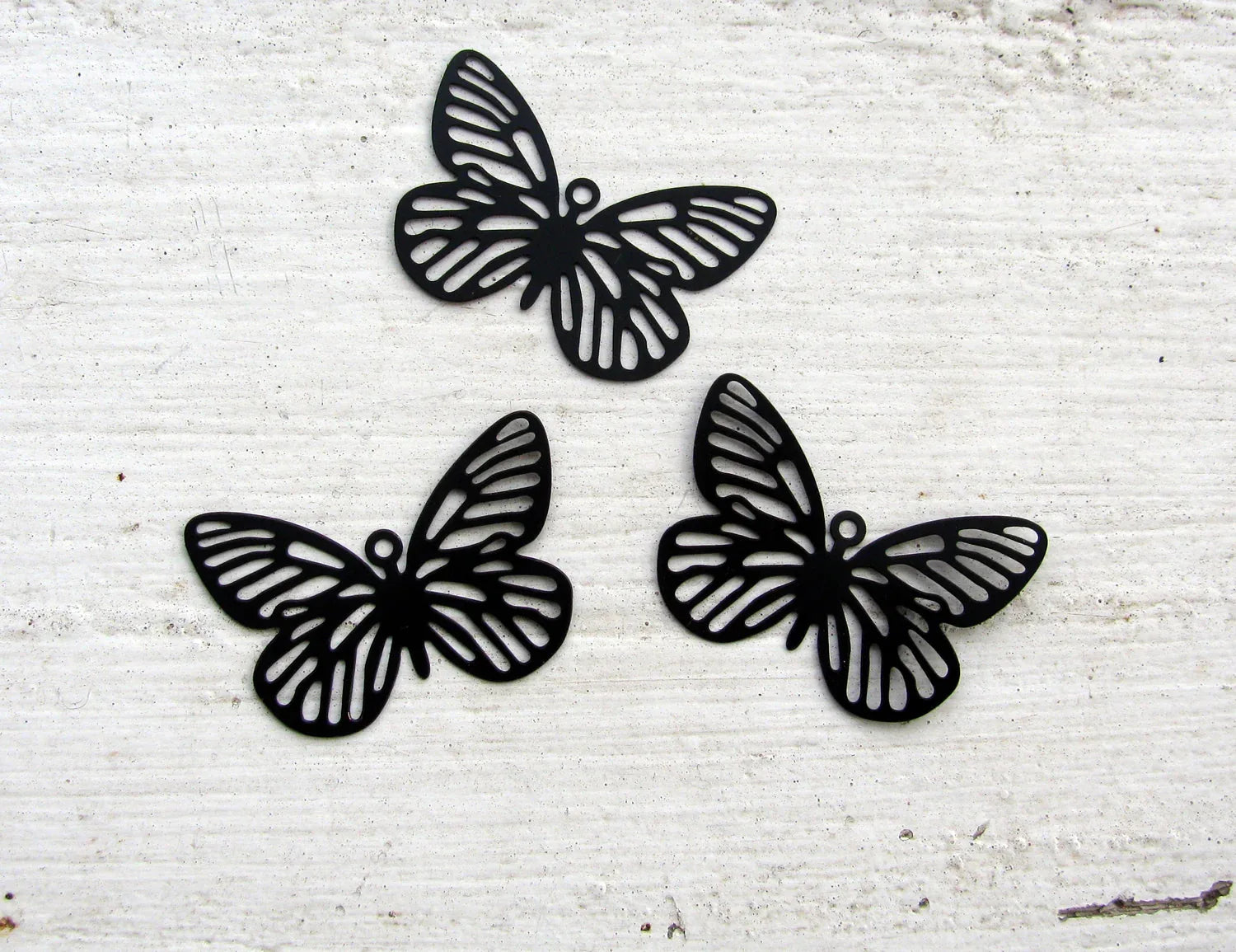 Berlock Svart - Fjäril stor, 3-pack Grekisk Metall