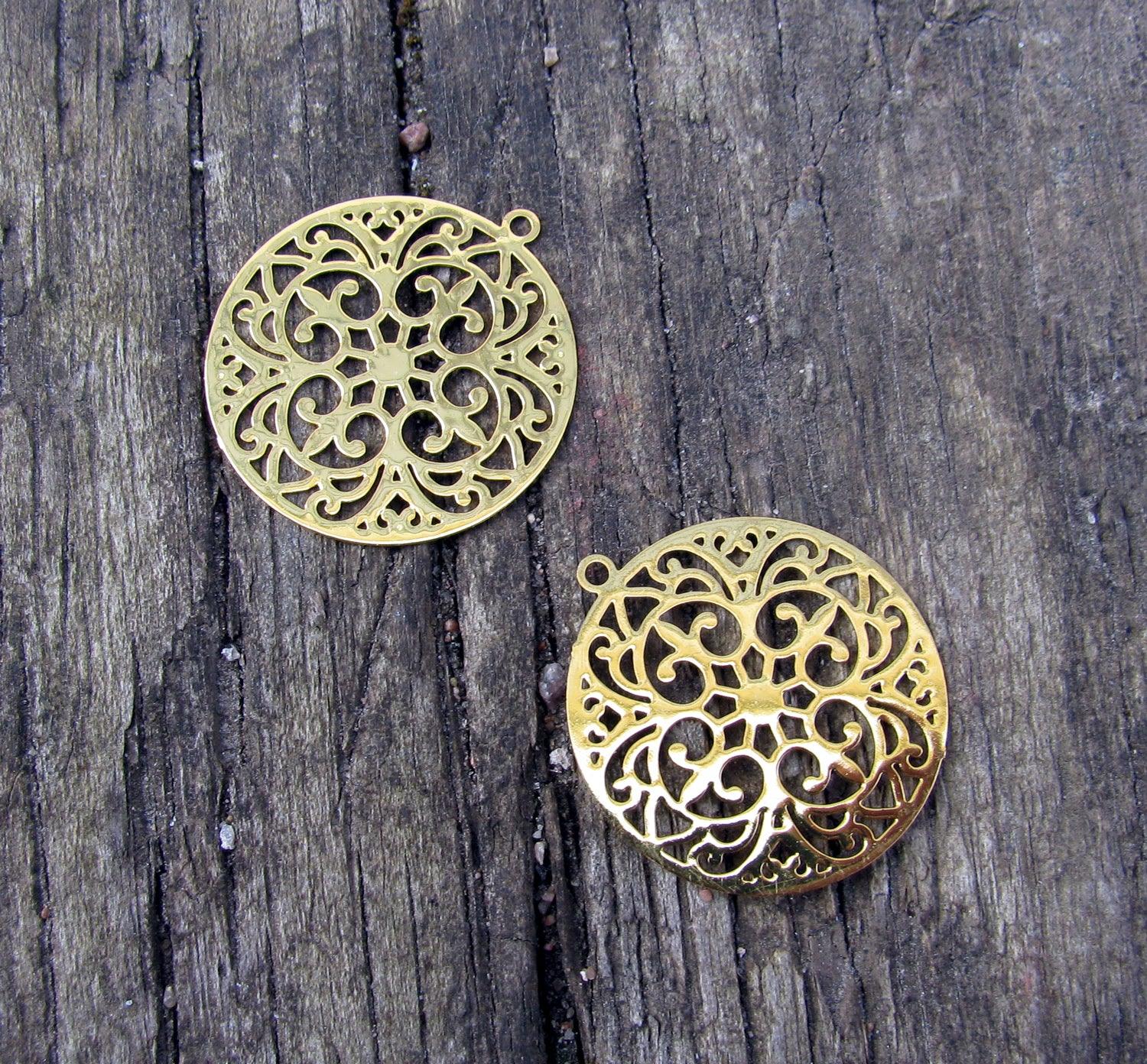 Berlock Guldfärgad - Mandala 20mm, 2 pack Grekisk Metall