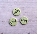 Berlock Ivory metall - Rund LOVE, 14mm, 3-pack Grekisk Metall
