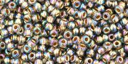 TOHO Seed Beads - Gold-Lined Rainbow Black Diamond 11/0, 10 gram TOHO