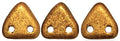 CzechMates Triangle Beads - Två hål Matte Metallic Goldenrod 6mm, 10 gram CzechMates