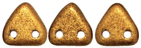 CzechMates Triangle Beads - Två hål Matte Metallic Goldenrod 6mm, 10 gram CzechMates