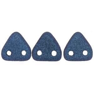 CzechMates Triangle Bead - Två Hål, Metallic Suede Blue 6mm, 10 gram CzechMates