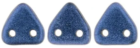 CzechMates Triangle Bead - Två Hål, Metallic Suede Blue 6mm, 10 gram CzechMates