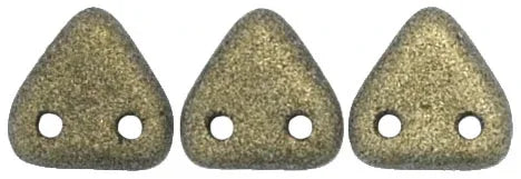 CzechMates Triangle Bead - Två hål, Metallic Suede Gold 6mm, 10 gram CzechMates