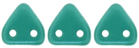 CzechMates Triangle Bead - Två hål, Pearl Coat Teal 6mm, 10 gram CzechMates