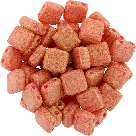 CzechMates Tile Beads - Pacifica Strawberry, 25-pack CzechMates