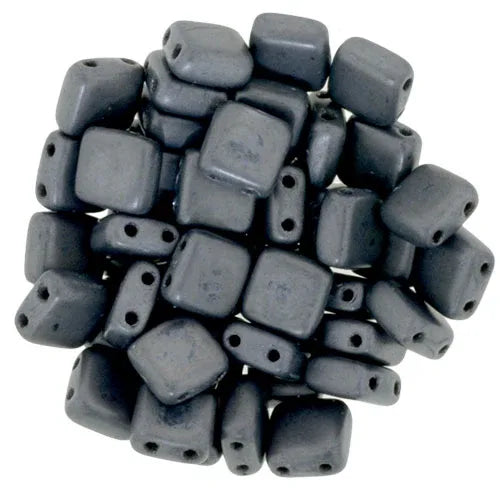 CzechMates Tile Beads - Matte Hematie, 25-pack CzechMates