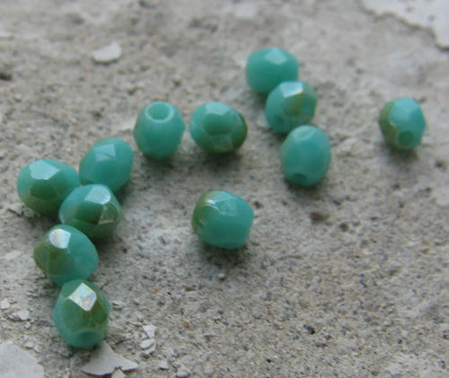 Tjeckiska Firepolish - Luster Lt Champagne Turquoise 3 mm, 50-pack Hilmas Pyssel